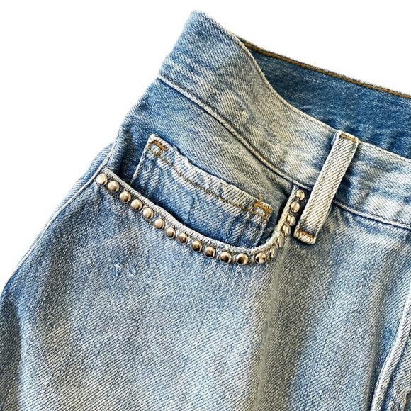 NWT Frame Denim Le Mini Skirt Studded,‎  Size 24, Blue with Silver Studs - Picture 6 of 15